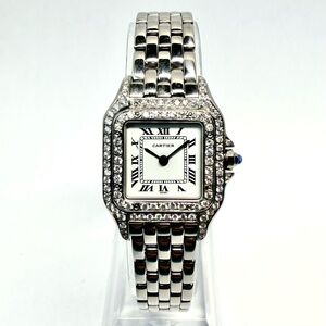 CARTIER PANTHERE 23mm Quartz Steel 0.86TCW DIAMOND Watch White Dial